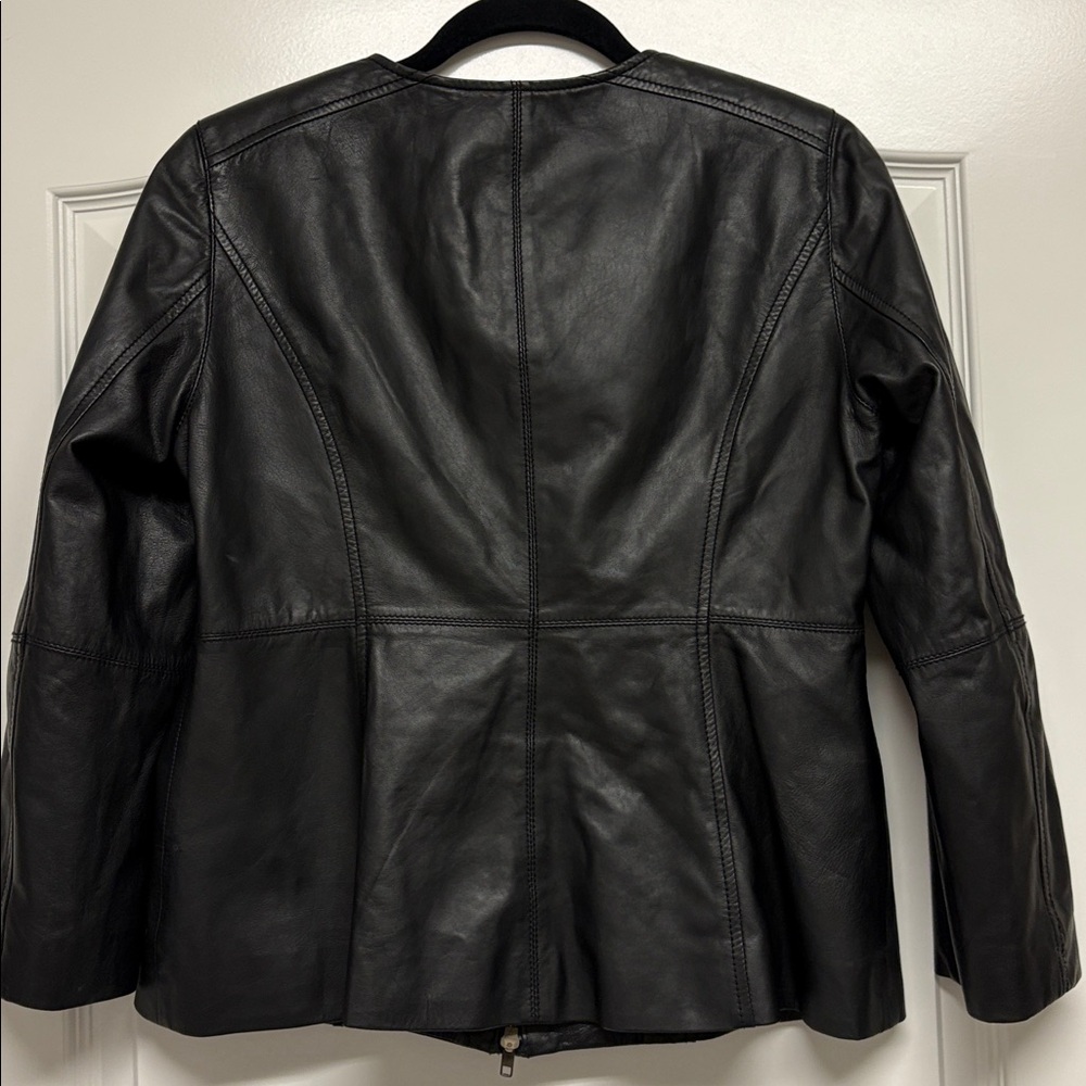 Eileen Fisher Black Lamb Leather Jacket - Picture 4 of 6